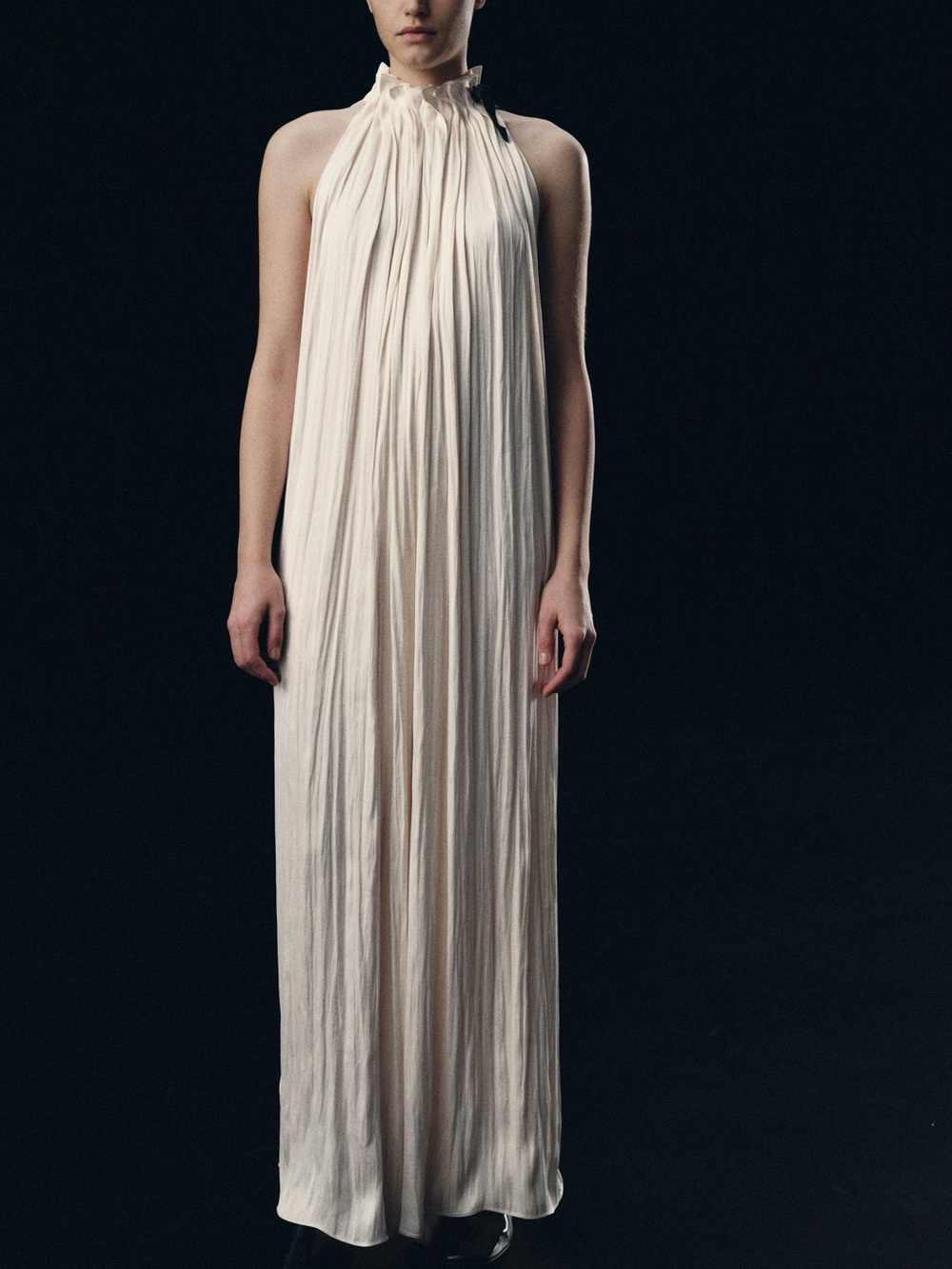 Zara Bestseller Satin Ribbon Jumpsuit Wide Leg Halter Wrinkl Fabrc Detail White - Picture 3 of 16